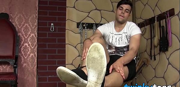  The smell of feet makes Joel Vargas stroke his thick rod